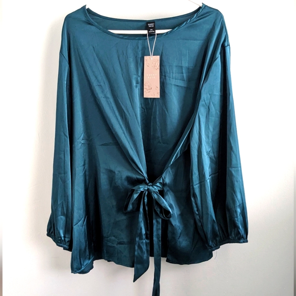 Shein Emery Rose 4XL Asymmetrical Tie Front Blouse